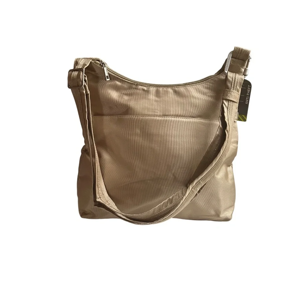 Travelon Anti- Theft RFID Blocking Crossbody Unisex Bag in Tan - Picture 13 of 14